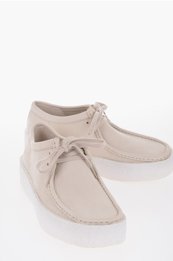 Clarks Nubuck Leather Cup Wallabee Shoes With Crepe Sole In Pink
