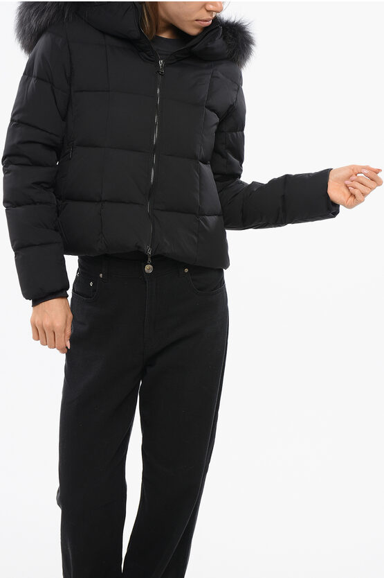 Tatras Nylon Aveci Down Jacket With Fur Hood In Black