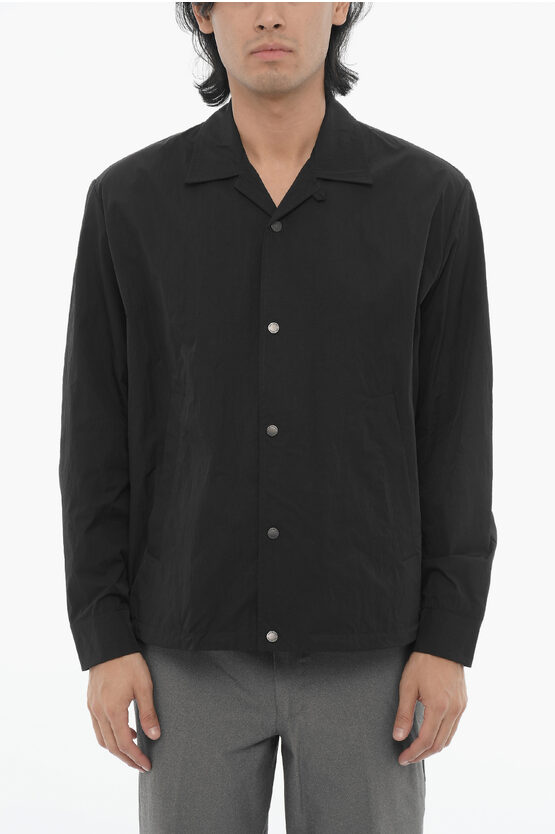 Neil Barrett Nylon Boxy Coach Lightweight Jacket With Snap Buttons In Black