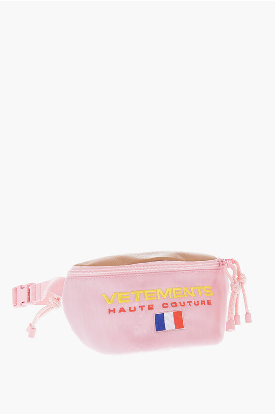 Vetements Nylon Bum Bag With Front Embroidery In Pink