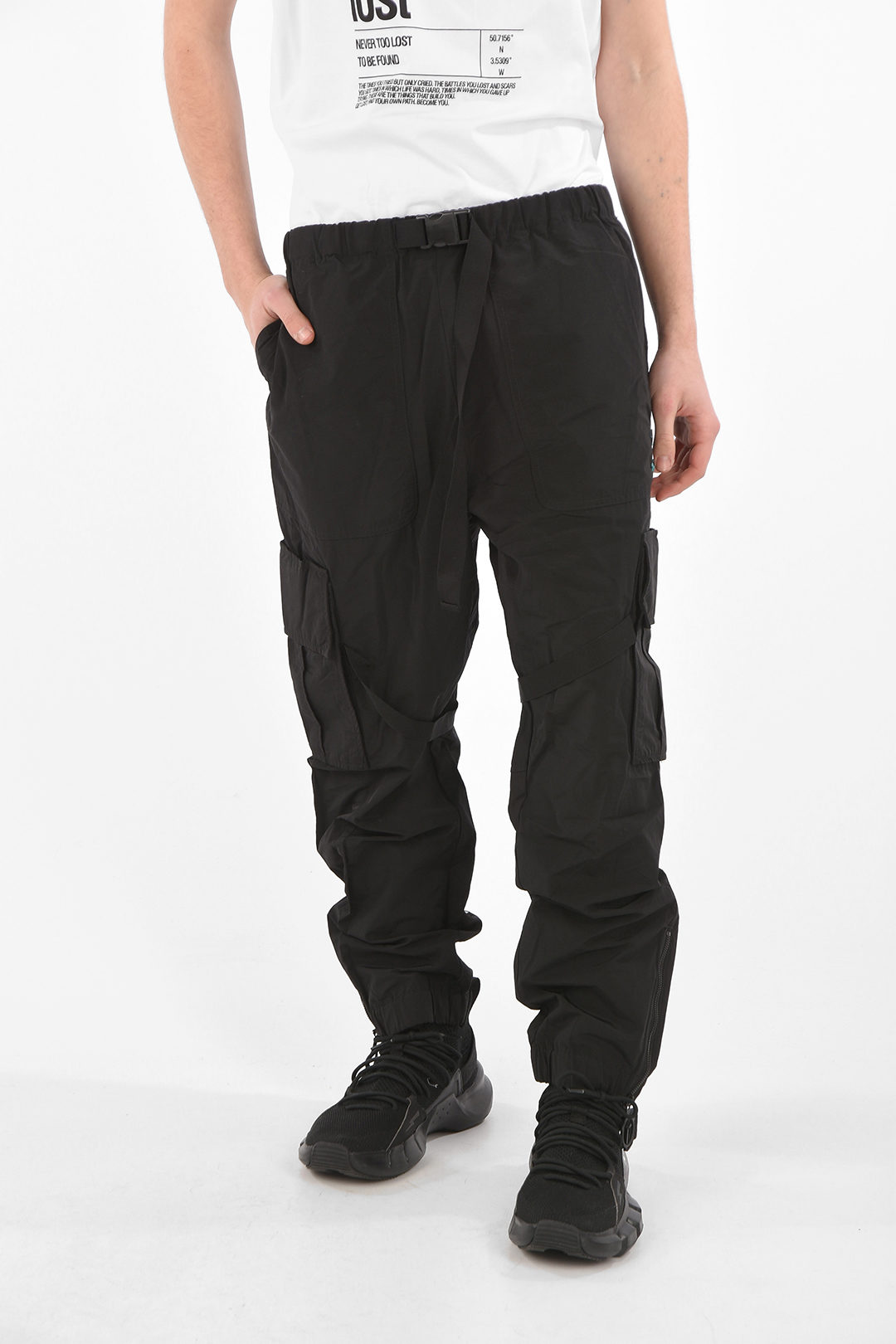 NYLON CARGO PANT BLACK WHITE