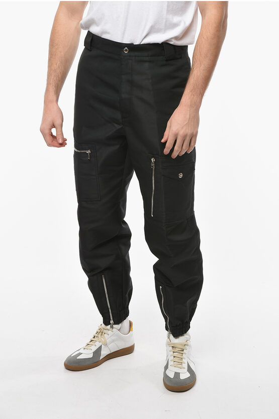 Shop Alexander Mcqueen Nylon Cargo Pants With Cuffed Hems