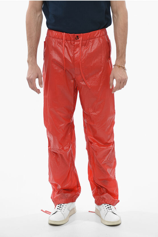 Ferragamo Nylon Cargo Pants With Drawstringed Bottom In Red