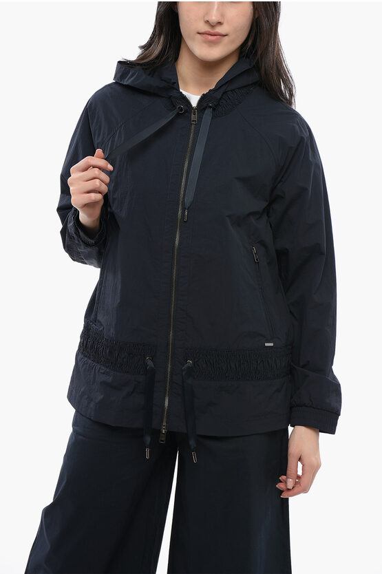 Woolrich Nylon Crinkle Windbreaker With Drawstringed Waist