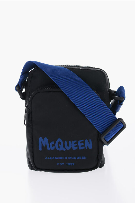 Shop Alexander Mcqueen Nylon Crossbody Bag With Printed Logo