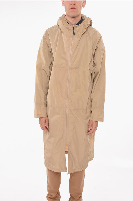 Woolrich Nylon Cyclone Parka With Waist Drawstring In Brown