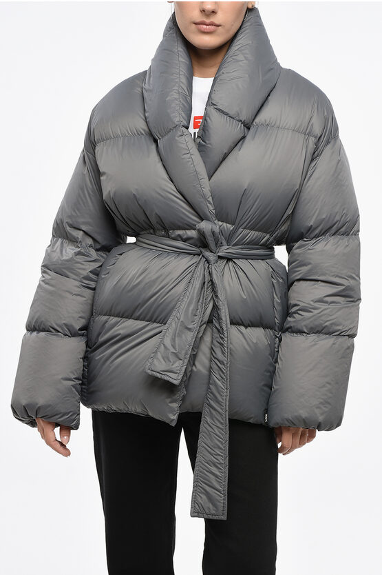 Bacon Nylon Dada Down Jacket With Wrap Design Grösse L In Silver