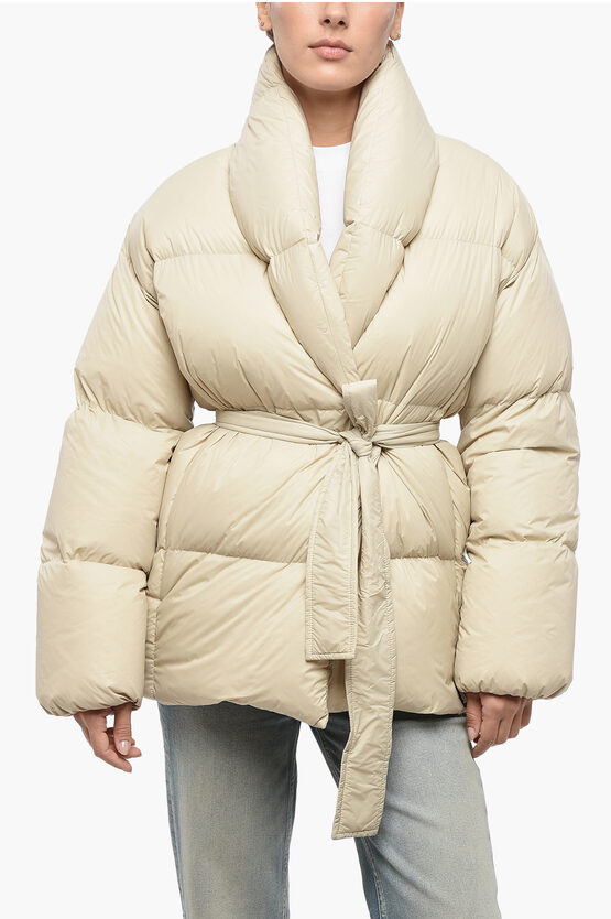 Bacon Nylon Dada Down Jacket With Wrap Design Grösse M In Neutral
