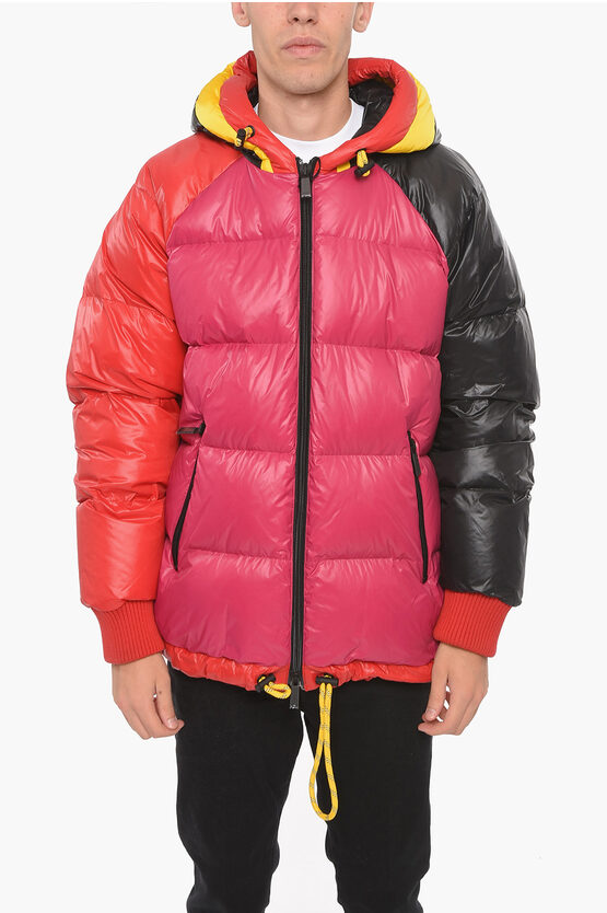 Dsquared2 Nylon Down Jacket With Back Print In Multi