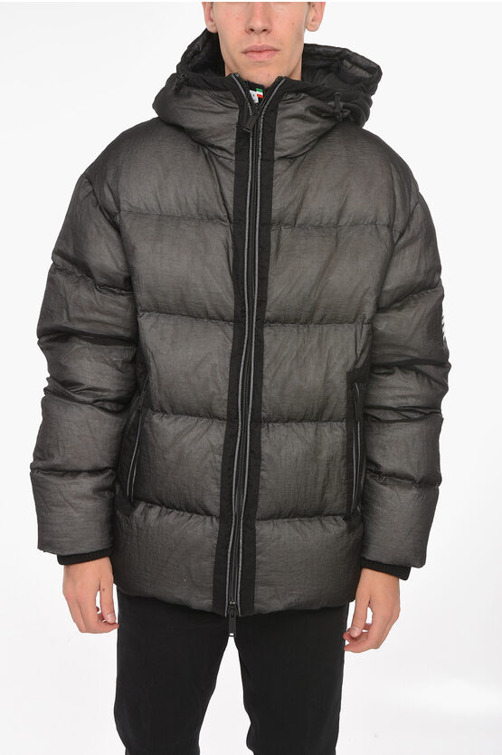 Dsquared2 Nylon Down Jacket With Logo Patch In Black