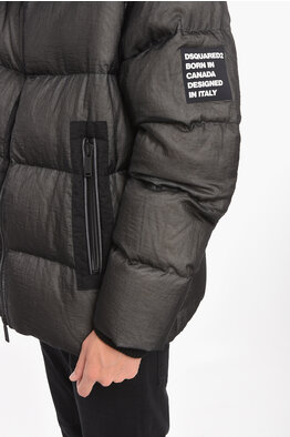 Dsquared2 Outlet: Down jacket with maxi logo and hood - Black