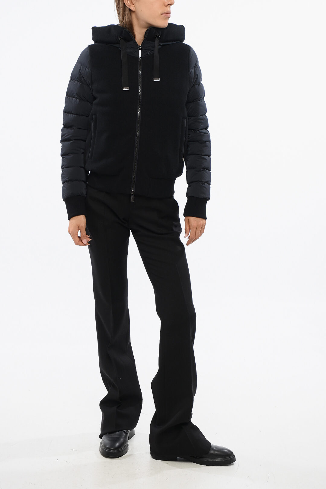Flavia Inserts Moorer Nylon FLAVIA Down Jacket with Knitted Inserts women - Glamood Outlet