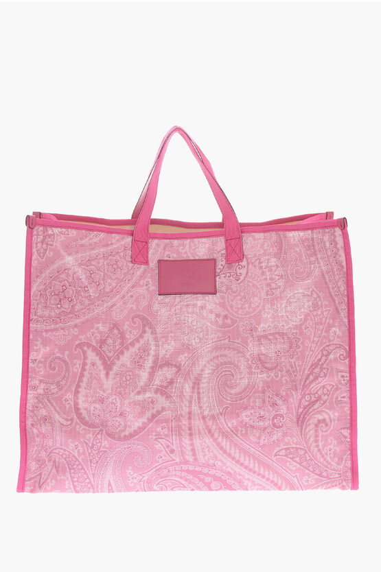 Etro Nylon Globe Trotter Tote Bag With Paisley-print In Pink