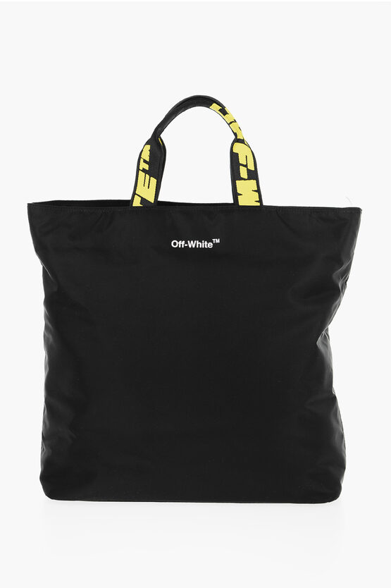 Off-white Nylon Hardcore Tote Bag With Logoed Handles In Burgundy