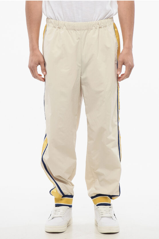 Gucci Nylon I Feel Joggers With Side Contrasting Bands In Brown