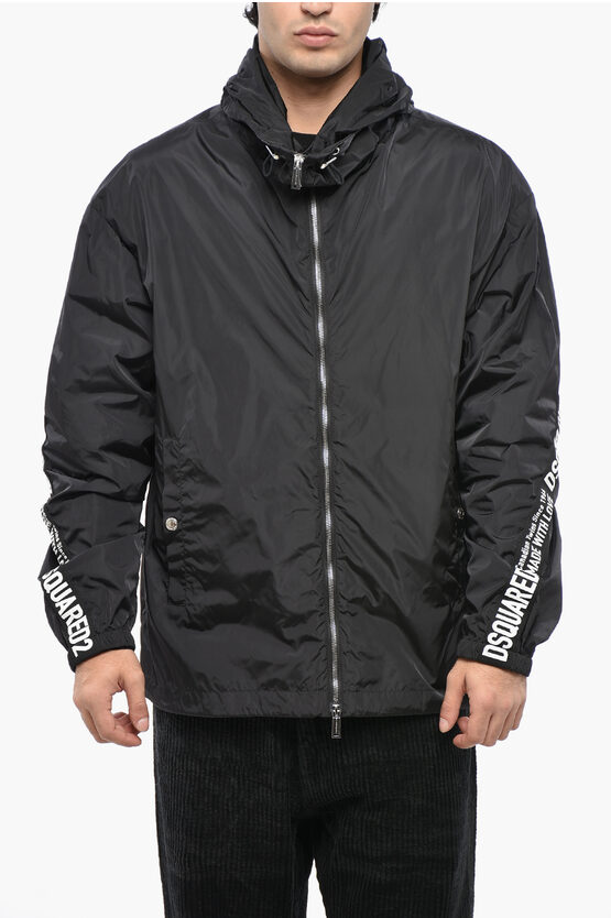 Dsquared2 Nylon Jacket With Hood In Black
