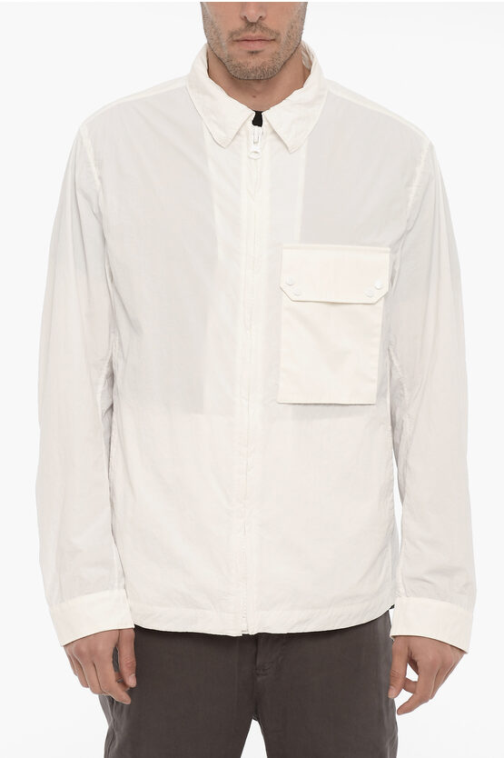 Ten C Nylon Lightweight Jacket With Breast Pocket In White