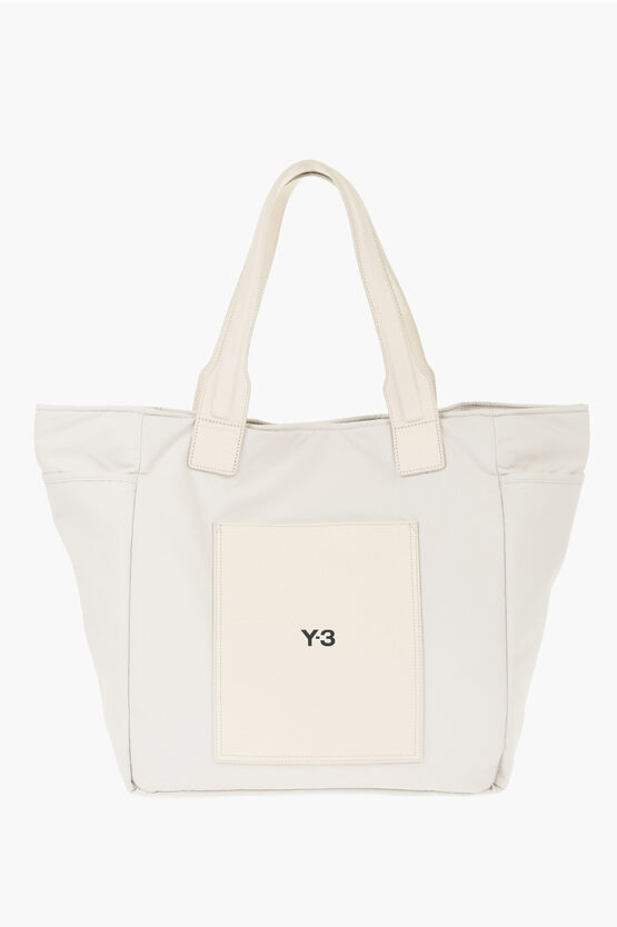 Y-3 By Yohji Yamamoto Nylon Maxi Shoulder Bag With Textured Leather Detail