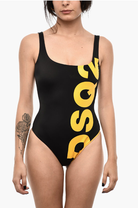 DSQUARED2 NYLON ONE PIECE SWIMSUIT WITH SIDE CONTRASTING MONOGRAM