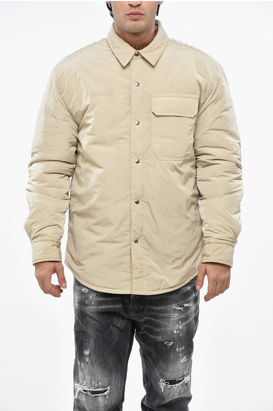 Helmut Lang Nylon Padded Overshirt With Breast Pocket In Black