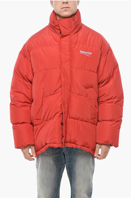 Balenciaga Nylon Puffer Jacket With Extractable Hood In Red