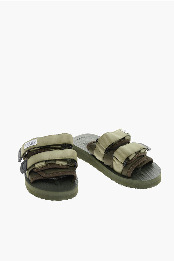 Suicoke Nylon Sandals With Touch Strap Closure In Green