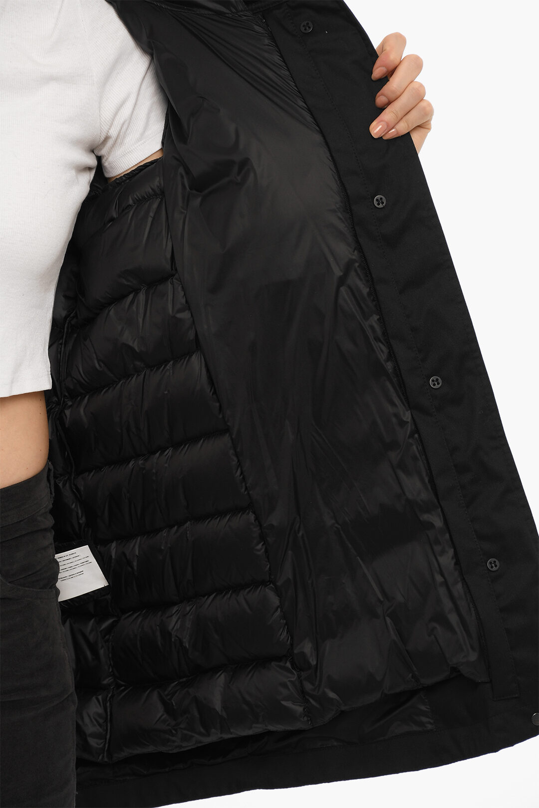 'Nylon Diamond-Visone' long down jacket Fur