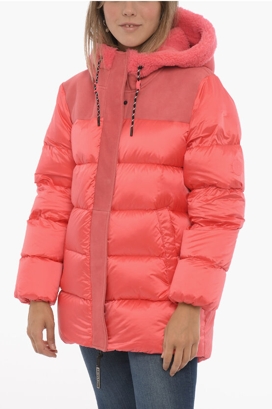 UGG NYLON SHASTA DOWN JACKET WITH REAL FUR DETAILS 