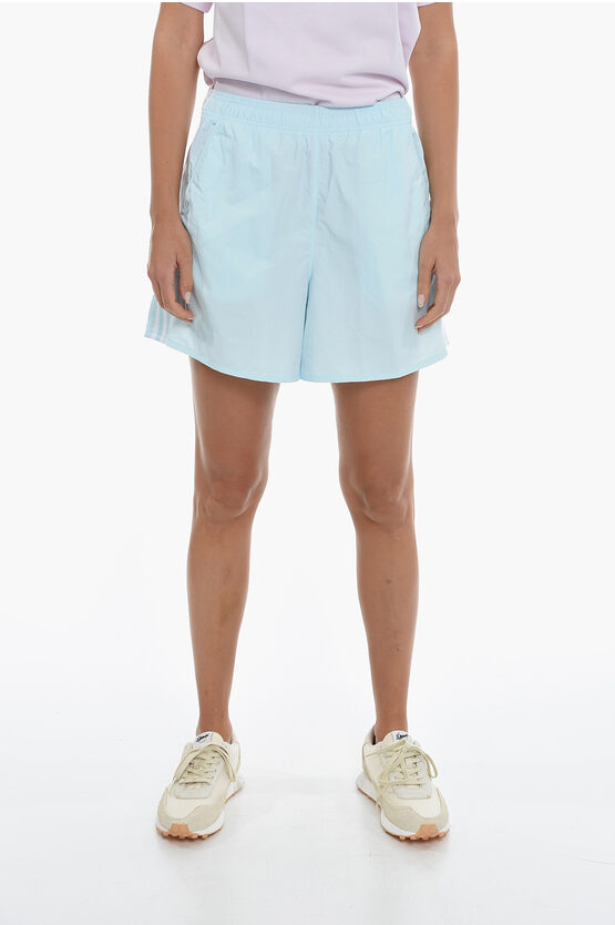 Adidas Originals Nylon Shorts With Contrasting Side Bands In Blue