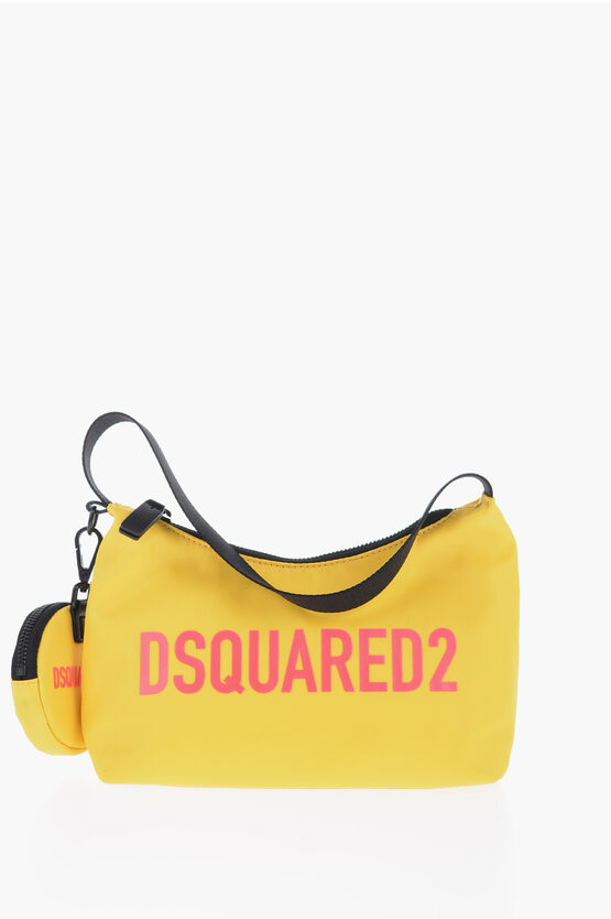 Dsquared2 Nylon Shoulder Bag With Embossed Logo In Yellow