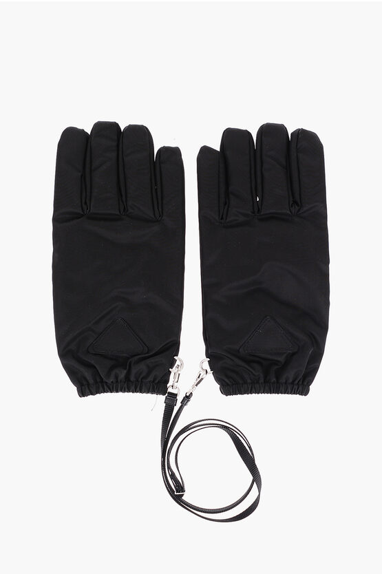 Prada Nylon Snow Gloves With Soft Inner In Black