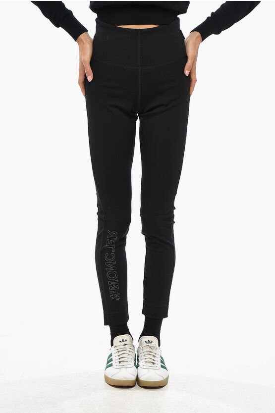 Moncler Nylon Sport Leggings With Perforated Details In Black