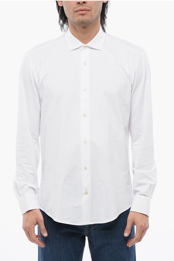 Shop Brian Dales Nylon Stretch Shirt With Spread Collar