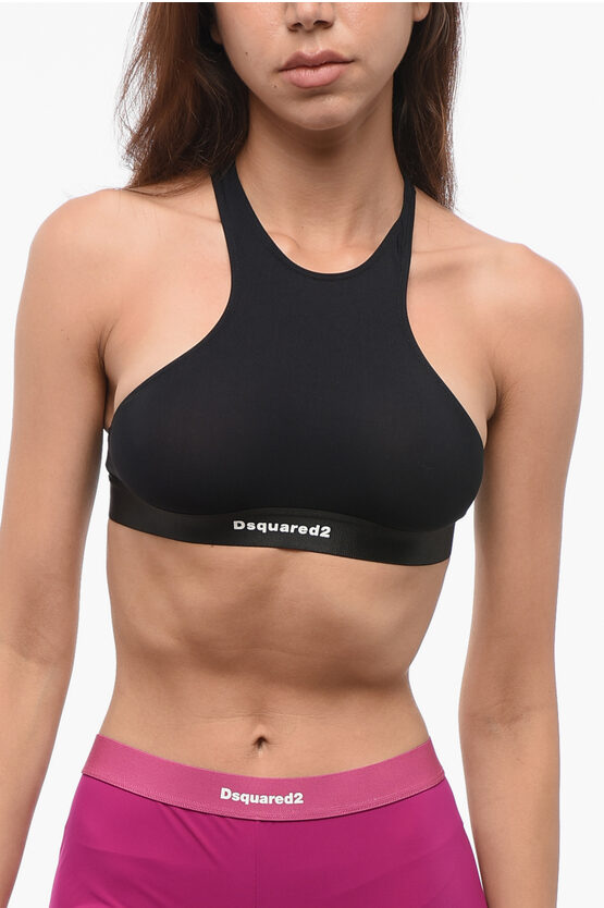 Dsquared2 Nylon Stretch Sport Bra In Black