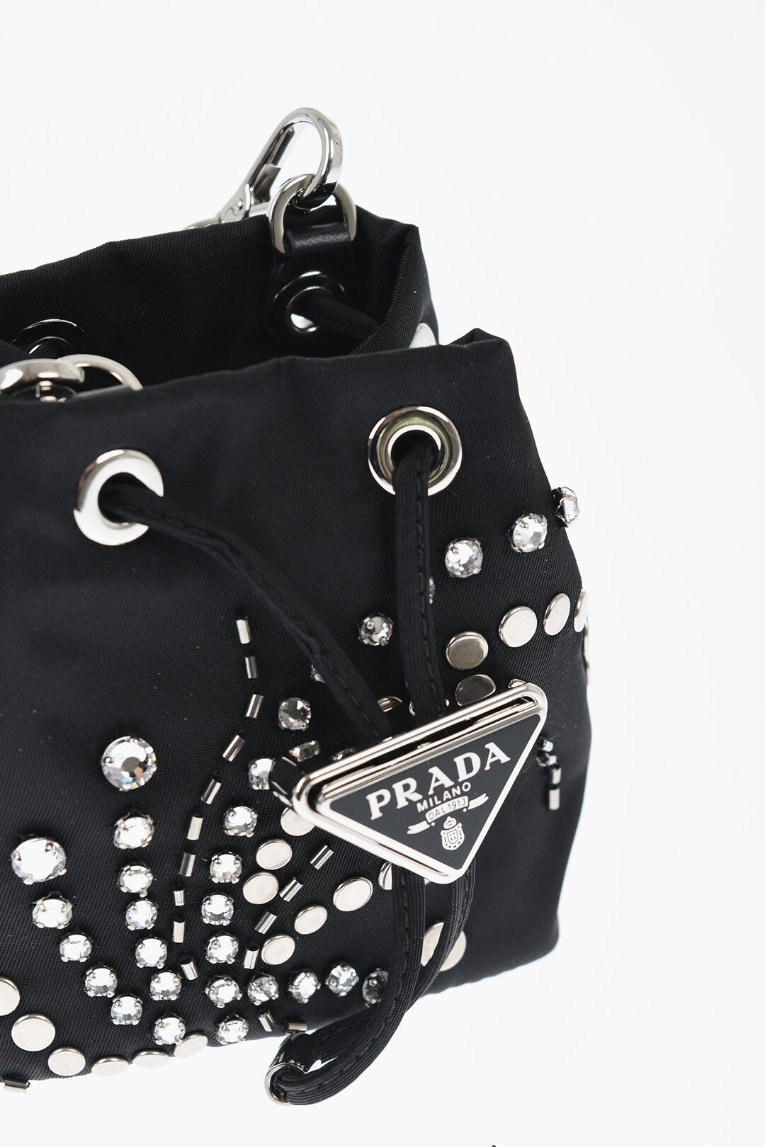 Nylon Studded Pouch with Rhinestones