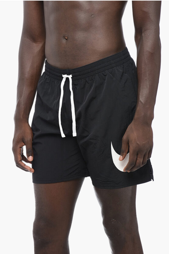 Shop Nike Nylon Swim Shorts With Printed Logo