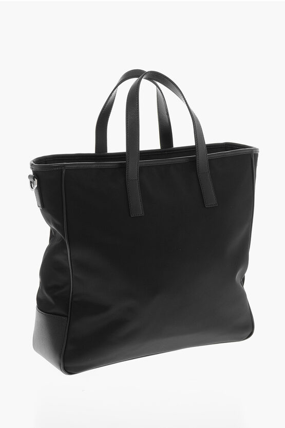 Prada Nylon Tote Bag with Saffianoleather Detailing men Glamood Outlet