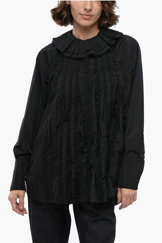 Jil Sander Nylon Tuxedo Shirt With Ruffled Collar