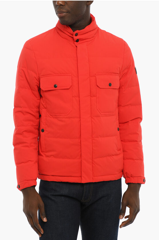 Woolrich Nylon Utility Sierra Down Jacket With Hidden Closure In Red