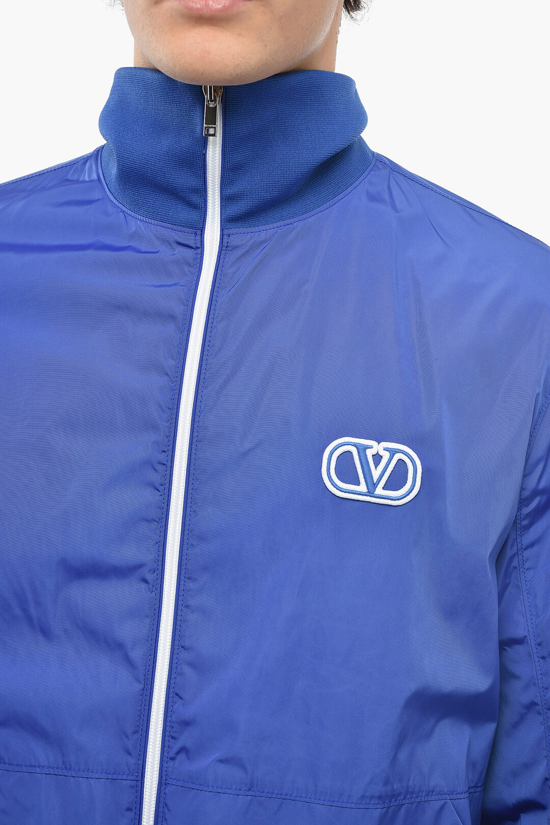 Valentino Nylon Windbreaker Jacket with Logo Patch men Valentino Nylon Windbreaker Jacket with Logo Patch men