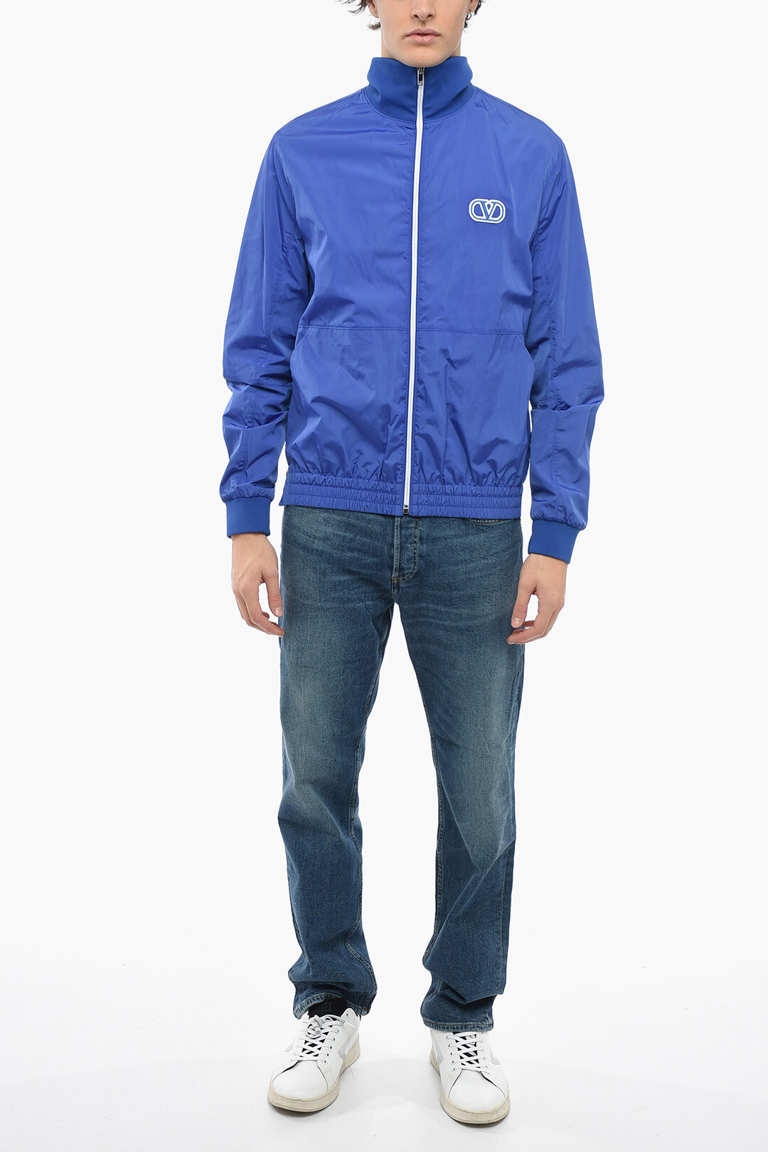 Valentino Nylon Windbreaker Jacket with Logo Patch men Valentino Nylon Windbreaker Jacket with Logo Patch men