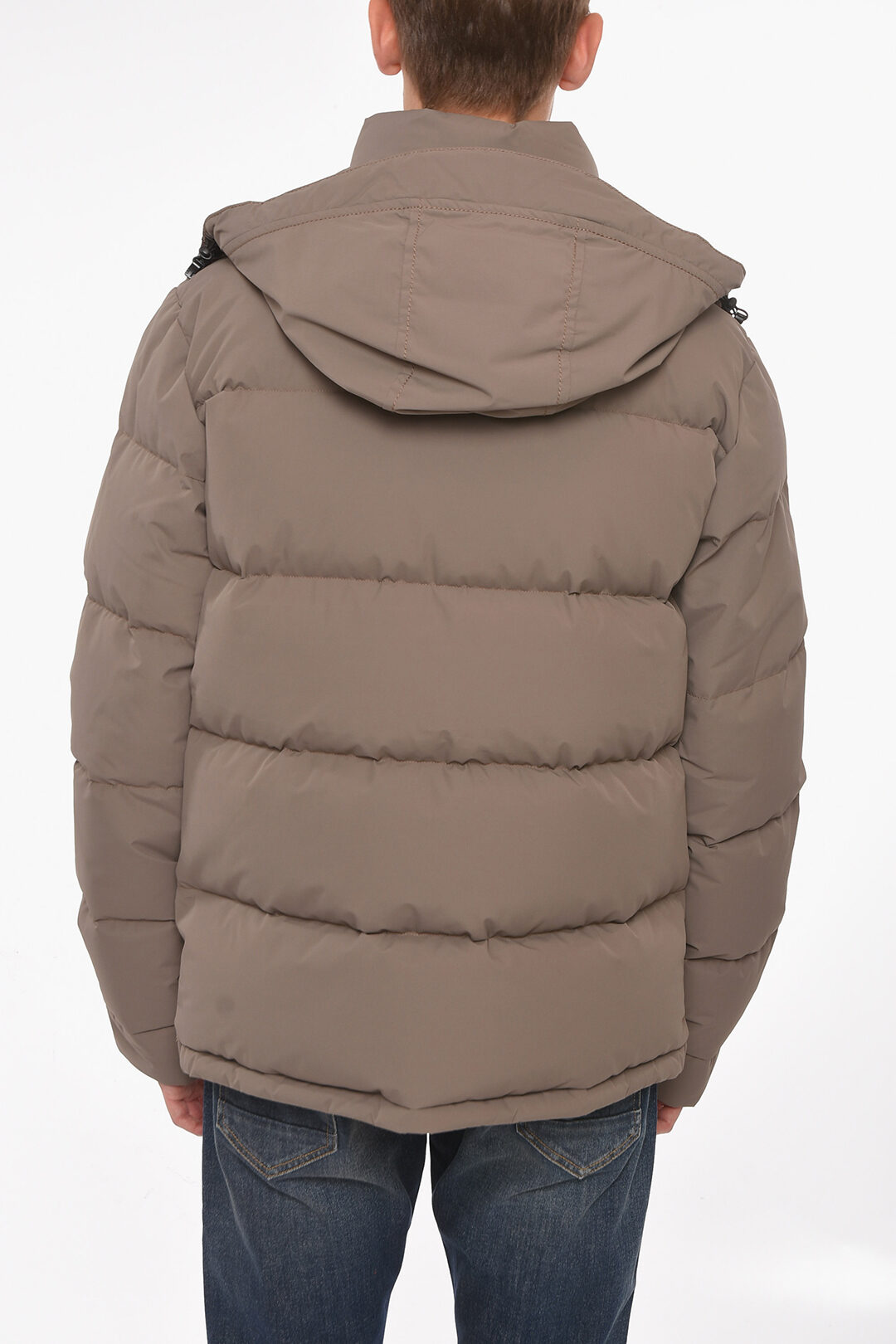 Woolrich Nylon WINDSTOPPER Down Jacket with Removable Hood men