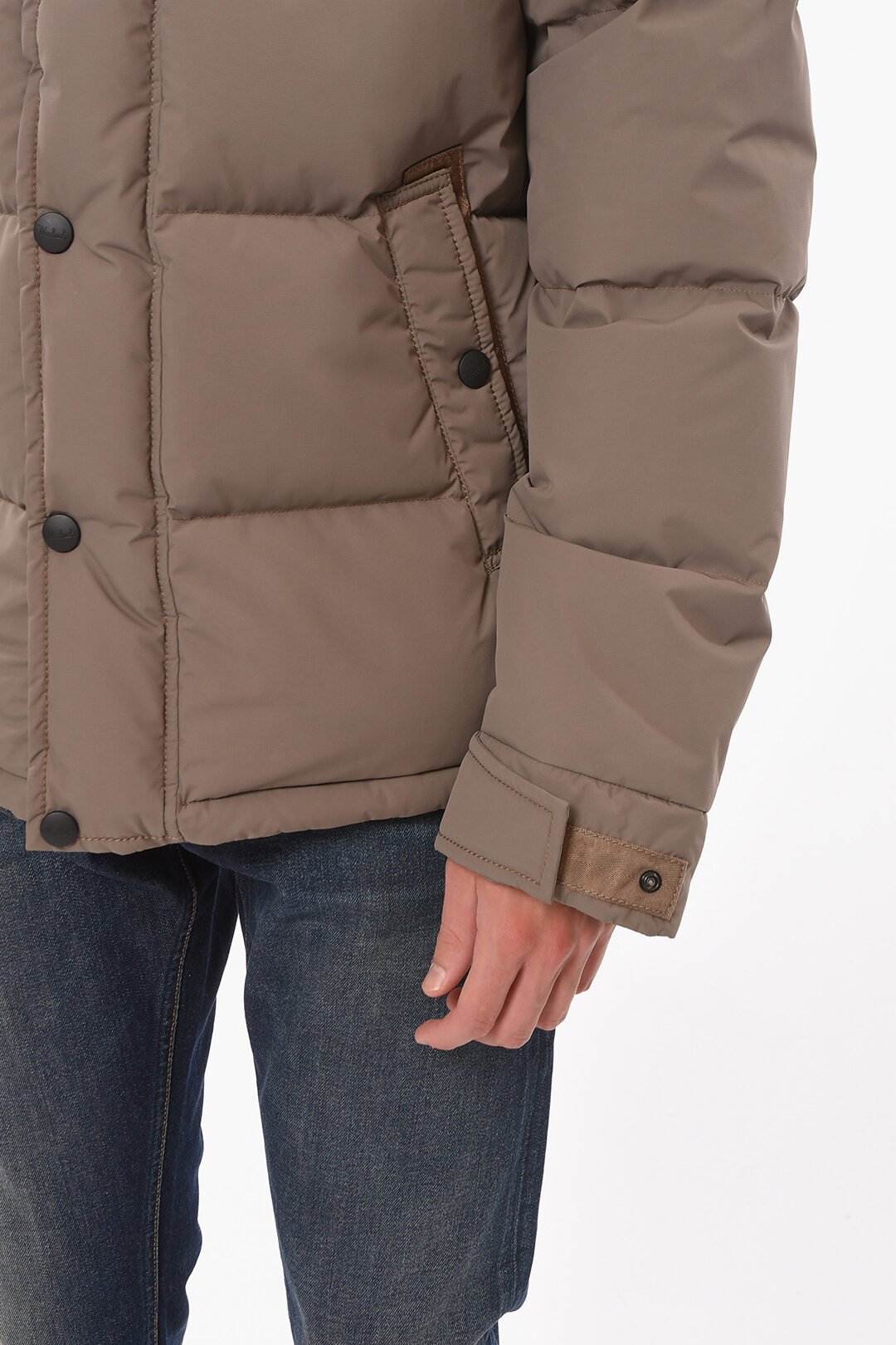 Woolrich Nylon WINDSTOPPER Down Jacket with Removable Hood men