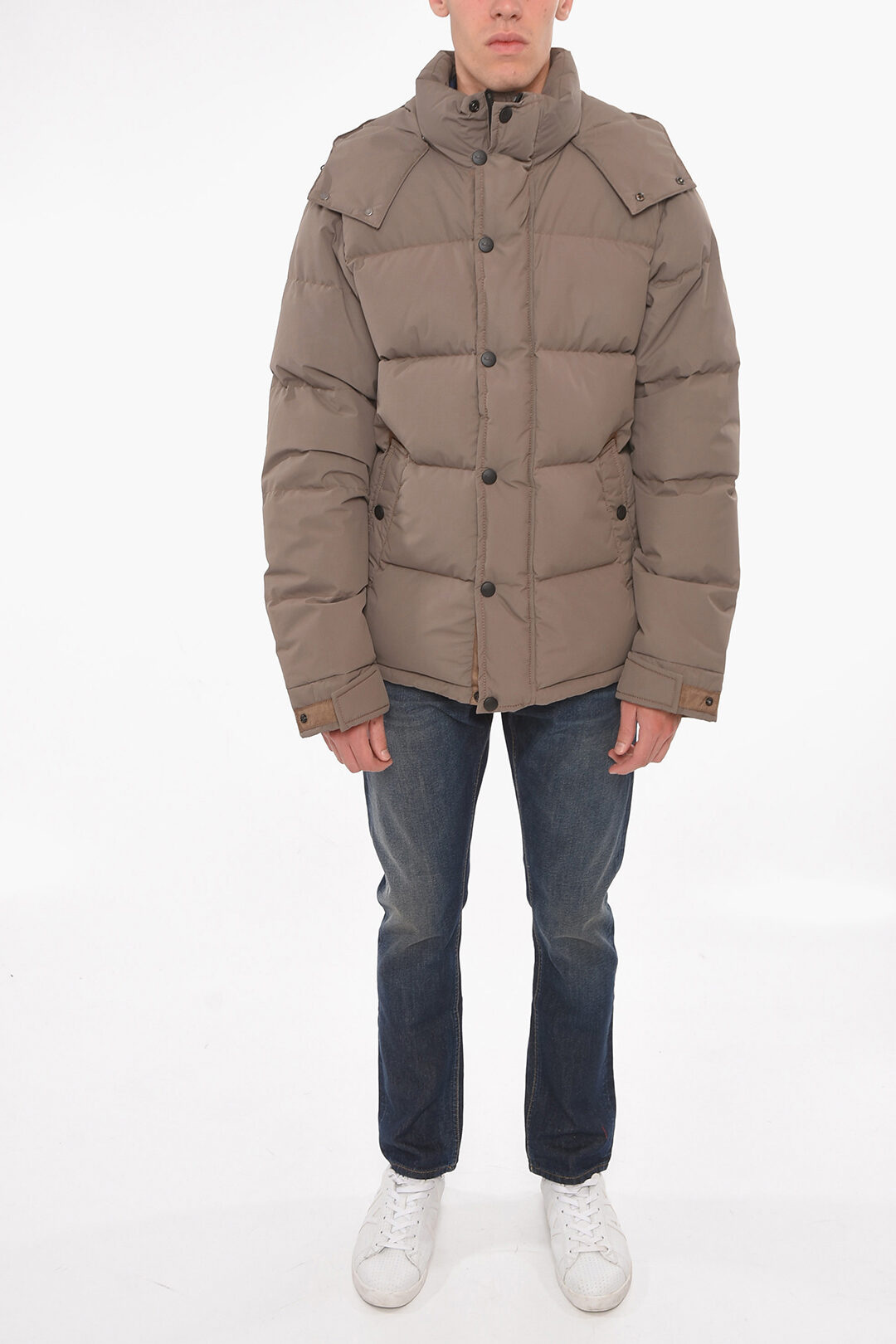 Woolrich Nylon WINDSTOPPER Down Jacket with Removable Hood men