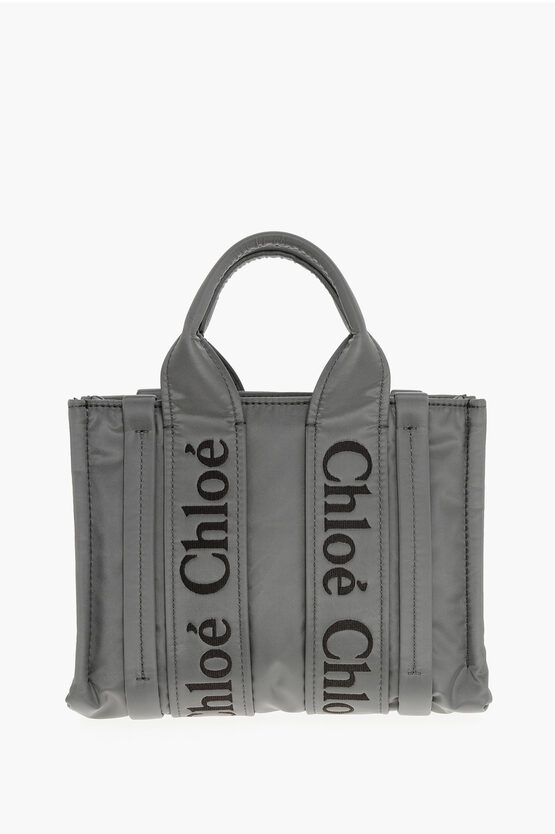 Chloé Nylon Woody Tote Bag With Embroidered Logo