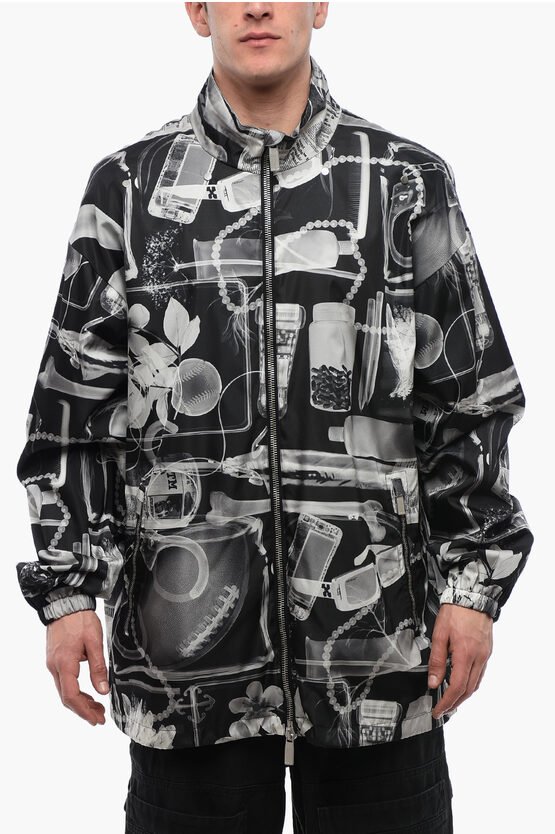 Off-white Nylon Xray Windbreaker With Removable Hood