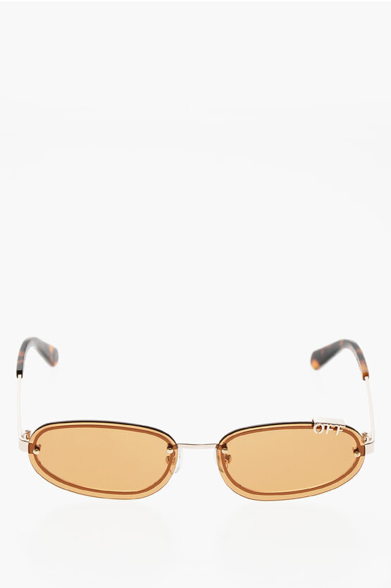 Off-white Occhiali Da Sole Ovali Miami Con Monogram E Dettaglio Tartar In Yellow
