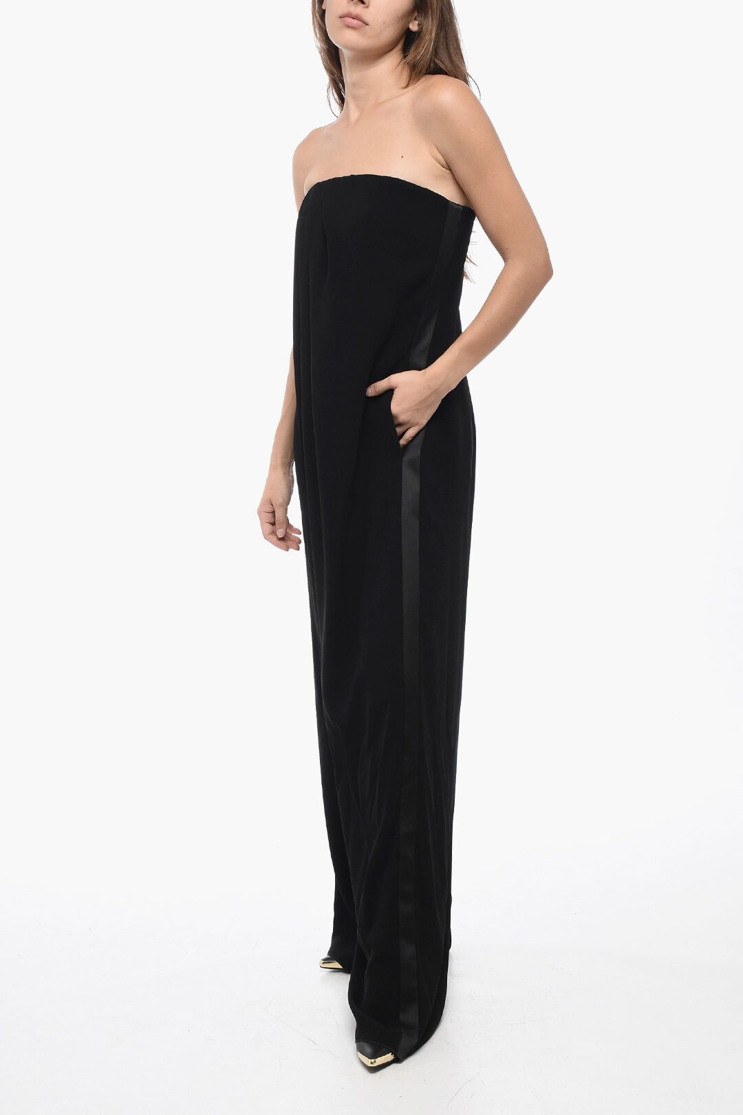 Max Mara Off-Shoulder BELLA Jumpsuit with Satin Side Bands