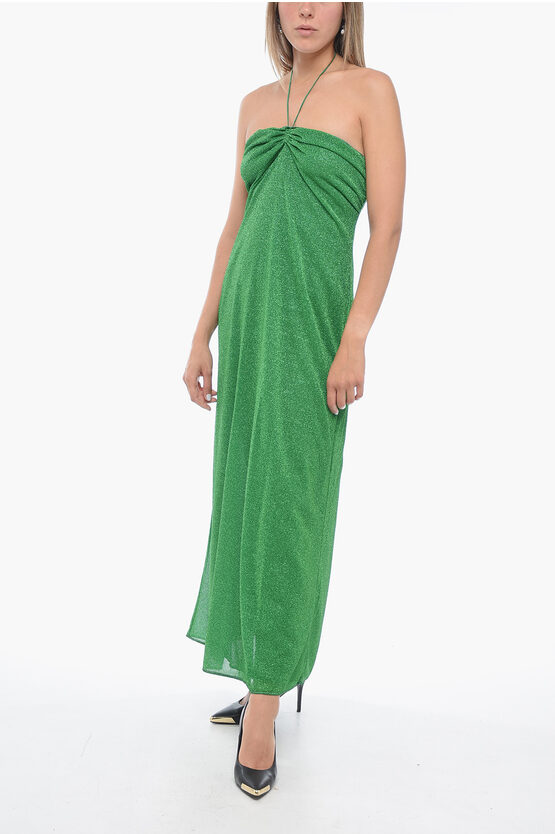 OSEREE OFF-SHOULDER LUREX DRESS WITH LACE-UP DETAIL
