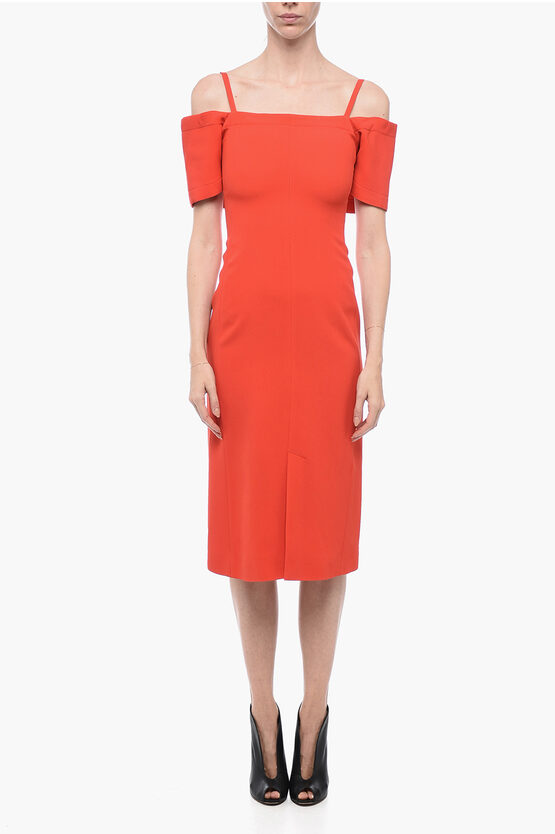 Shop Victoria Beckham Off-shoulder Sheath Dress With Front Split